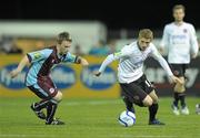 30 August 2011; Mark Griffin, Dundalk, in action against Robbie Gaul, Drogheda United. FAI Ford Cup 4th Round Replay, Dundalk v Drogheda United, Oriel Park, Dundalk, Co Louth. Photo by Sportsfile
