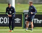 21 March 2017; Jonathan Walters, left, and Kevin Doyle of Republic of Ireland during squad training at FAI National Training Centre, in Abbotstown, Co. Dublin. Photo by David Maher/Sportsfile