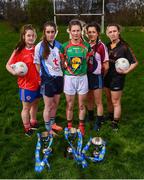 21 March 2017; In attendance at the Lidl All Ireland Post Primary School's Finals media day are, from left, Holy Faith Clontarf vice-captain Sarah Fagan, St Ciaran's Ballygawley captain Chloe McCaffrey, Loreto Clonmel captain Aisling Deely, Presentation Thurles captain Roisín Daly, and John the Baptist Limerick player Emer McCarthy. The Lidl All Ireland Post Primary School’s Finals take place this Sunday. The Lidl Senior A Final takes place in Cusack Park on at 1:00pm when John the Baptist from Limerick face St. Ciarans Ballygawley. The Lidl Senior B and C Finals will take place in O’Moore Park with Loreto Clonmel meeting St. Joseph’s Rochford Bridge at 12:15pm followed by the Senior C Final between Presentation Thurles and Holy Faith Clontarf at 2:15pm. Photo by Stephen McCarthy/Sportsfile