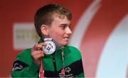 21 March 2017; Team Ireland's Caolan McConville, a member of Skiability Special Olympics Club, from Aghagallon, Co. Armagh, after being presented with a Silver medal after competing in the Alpine Giant Slalom event at the 2017 Special Olympics World Winter Games at Schladming-Rohrmoos, Stadthalle Graz, in Graz, Austria. Photo by Ray McManus/Sportsfile
