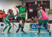 22 March 2017; Team Ireland's John Paul Shaw, a member of Shoot’n’Stars Special Olympics Club, from Longford Town, Co. Longford, in action against Cote d'Ivoire during a quarter final in the Floorball Competition at the Floorball quarter final game Ireland '2' v Cote d'Ivoire at the 2017 Special Olympics World Winter Games in the Messe Graz Center, Graz, Austria. Photo by Ray McManus/Sportsfile