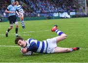 22 March 2017; Michael Lowey of Blackrock College scores a try against St. Michaels College during the Bank of Ireland Leinster Schools Junior Cup Final match between St. Michaels College and Blackrock College at Donnybrook Stadium in Donnybrook, Dublin. Photo by Matt Browne/Sportsfile