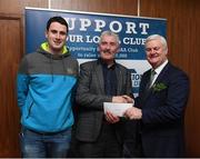 17 March 2017; Lúthchleas Gael Aogán Ó Fearghail presents Donald McSweeney and Eugene McSweeney representing Kilcummin GAA, Kerry, who won &quot;Highest Sellers in Munster&quot; during the presentation of prizes to the winners of the GAA National Club Draw at Croke Park in Dublin. Uachtarán Chumann Lúthchleas Gael Aogán Ó Fearghail Photo by Ray McManus/Sportsfile