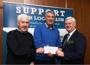 17 March 2017; Lúthchleas Gael Aogán Ó Fearghail presents Jerry and Tony Burke from Corofin GAA Club, Galway, who won a  &quot;All Ireland Finals package 2017&quot; during the presentation of prizes to the winners of the GAA National Club Draw at Croke Park in Dublin. Uachtarán Chumann Lúthchleas Gael Aogán Ó Fearghail Photo by Ray McManus/Sportsfile