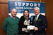 17 March 2017; Lúthchleas Gael Aogán Ó Fearghail presents Brain Boyle and Ashling Sheehan from Drom Inch GAA Club in Co. Tipperary, who won a &quot;All Ireland Finals Cororate package&quot; during the presentation of prizes to the winners of the GAA National Club Draw at Croke Park in Dublin. Uachtarán Chumann Lúthchleas Gael Aogán Ó Fearghail Photo by Ray McManus/Sportsfile