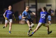 22 March 2017; Cian Murphy of Dublin in action against Peter Lynn of Longford during the EirGrid Leinster GAA Football U21 Championship Semi-Final match between Longford and Dublin at Lakepoint Park in Mullingar, Co Westmeath. Photo by David Maher/Sportsfile