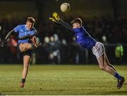 22 March 2017; Con O'Callaghan of Dublin in action against Conor Farrell of Longford during the EirGrid Leinster GAA Football U21 Championship Semi-Final match between Longford and Dublin at Lakepoint Park in Mullingar, Co Westmeath. Photo by David Maher/Sportsfile