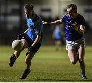 22 March 2017; Glenn O'Reilly of Dublin in action against Dessie Reynolds of Longford during the EirGrid Leinster GAA Football U21 Championship Semi-Final match between Longford and Dublin at Lakepoint Park in Mullingar, Co Westmeath. Photo by David Maher/Sportsfile
