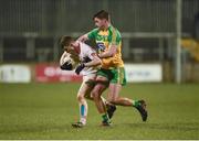 22 March 2017; Conor Shields of Tyrone in action against Brendan McCole of Donegal during the EirGrid Ulster GAA Football U21 Championship Quarter-Final Replay match between Donegal and Tyrone at MacCumhaill Park in Ballybofey, Co Donegal. Photo by Philip Fitzpatrick/Sportsfile
