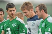 30 August 2011; Republic of Ireland's Shane Long, left, with Kevin Doyle, centre, and Aiden McGeady during squad training ahead of their EURO 2012 Championship Qualifier against Slovakia on Friday. Republic of Ireland Squad Training, Gannon Park, Malahide. Picture credit: David Maher / SPORTSFILE