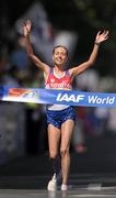 31 August 2011; Olga Kaniskina, Russia, celebrates winning the Women's 20km Race Walk event, in a time of 1:29:42. IAAF World Championships - Day 5, Daegu, Korea. Picture credit: Stephen McCarthy / SPORTSFILE