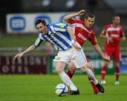 31 August 2011; Sean Brennan, Monaghan United, in action against Danny Ventre, Sligo Rovers. FAI Ford Cup 4th Round Replay, Monaghan United  v Sligo Rovers, Gortakeegan, Co. Monaghan. Picture credit: Oliver McVeigh / SPORTSFILE