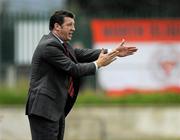 31 August 2011; Monaghan United manager Roddy Collins reacts on the sideline. FAI Ford Cup 4th Round Replay, Monaghan United  v Sligo Rovers, Gortakeegan, Co. Monaghan. Picture credit: Oliver McVeigh / SPORTSFILE