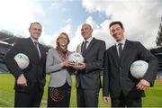 23 March 2017; Ger O'Connor, Games Manager for Dublin GAA, Dr Sarahjane Belton, Lecturer at School of Health and Human Performance, DCU, Professor Noel O'Connor, Deputy Director of Insight Centre for Data Analytics at DCU and Dr Johann Issartel, Lecturer at School of Health and Human Performance, DCU,  in attendance at the &quot;Moving Well - Being Well&quot; project launch at Croke Park in Dublin. Just 11% of Irish teens have mastered fundamental movements that they should have mastered by the age of 6. The Insight Centre for Data Analytics along with The GAA, Dublin City University and Dublin GAA today launched &quot;Moving Well - Being Well&quot; - the largest project of its kind globally - which aims to tackle this potential catastrophe. Photo by Sam Barnes/Sportsfile