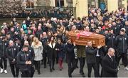 23 March 2017; Derry City players carry the coffin from the chapel at the funeral of Ryan McBride, the late Derry City captain who passed away suddenly at the age of 27, at St Columba's Church in Derry. Photo by Oliver McVeigh/Sportsfile