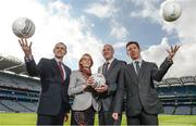 23 March 2017; In attendance at the &quot;Moving Well - Being Well&quot; project launch at Croke Park in Dublin are, from left, Ger O'Connor, Games Manager for Dublin GAA, Dr Sarahjane Belton, Lecturer at School of Health and Human Performance, DCU, Professor Noel O'Connor, Deputy Director of Insight Centre for Data Analytics at DCU and Dr Johann Issartel, Lecturer at School of Health and Human Performance, DCU. Just 11% of Irish teens have mastered fundamental movements that they should have mastered by the age of 6. The Insight Centre for Data Analytics along with The GAA, Dublin City University and Dublin GAA today launched &quot;Moving Well - Being Well&quot; - the largest project of its kind globally - which aims to tackle this potential catastrophe. Photo by Sam Barnes/Sportsfile