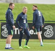 23 March 2017; Daryl Horgan, centre, of the Republic of Ireland with his team-mates Glenn Whelan, left, and Richard Keogh during squad training at the FAI National Training Centre in Abbotstown, Co Dublin. Photo by Matt Browne/Sportsfile