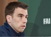 23 March 2017; Republic of Ireland captain Seamus Coleman during a press conference at the FAI National Training Centre in Abbotstown, Co Dublin. Photo by Matt Browne/Sportsfile