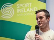 23 March 2017; Speaking at the Sport Ireland’s Anti-Doping Annual Review for 2016 is boxer Darren O'Neill. The event took place at Sport Ireland National Sports Campus in Blanchardstown, Co Dublin. Photo by Seb Daly/Sportsfile
