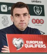 23 March 2017; Republic of Ireland captain Seamus Coleman during a press conference at the FAI National Training Centre in Abbotstown, Co Dublin. Photo by Matt Browne/Sportsfile