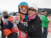 23 March 2017; Team Ireland's Cyril Walker, a member of Skiability Special Olympics Club, from Markethill, Co. Armagh, with his sister Valerie after competing in an Alpine Slalom Final at the 2017 Special Olympics World Winter Games at Schladming-Rohrmoos, Stadthalle Graz, in Graz, Austria. Photo by Ray McManus/Sportsfile