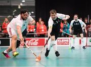 23 March 2017; Team Ireland's George Fitzgerald, a member of Waterford Special Olympics Club, from John’s Hill, County Waterford, in action against Armend Krasniqi of Switzerland during the Floorball third and fourth place play off game between Ireland and Switzerland at the 2017 Special Olympics World Winter Games in the Messe Graz Center, Graz, Austria. Photo by Ray McManus/Sportsfile
