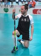 23 March 2017; Team Ireland's Thomas O'Herlihy, a member of COPE Foundation Cork Special Olympics Club, from Churchfield, Co. Cork, reacts as a goal is scored during the Floorball third and fourth place play off game between Ireland and Switzerland at the 2017 Special Olympics World Winter Games in the Messe Graz Center, Graz, Austria. Photo by Ray McManus/Sportsfile