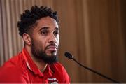 23 March 2017; Wales captain Ashley Williams during a press conference at the Aviva Stadium in Dublin. Photo by Matt Browne/Sportsfile