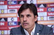 23 March 2017; Wales manager Chris Coleman during a press conference at the Aviva Stadium in Dublin. Photo by Matt Browne/Sportsfile