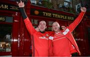 23 March 2017; Wales supporters Nathan Williams and Matthew Burrows, from Rhondda Valley, in Wales, pictured in Temple Bar, Dublin, ahead of the FIFA World Cup Qualifier Group D match between Republic of Ireland and Wales at the Aviva Stadium in Dublin. Photo by Sam Barnes/Sportsfile