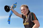 24 March 2017; John The Baptist Community School's Andrea O'Sullivan celebrates with the cup after the Lidl All Ireland PPS Senior A Championship Final match between John The Baptist Community School and St Ciarans Ballygawley at Cusack Park in Mullingar, Co Westmeath. Photo by Piaras Ó Mídheach/Sportsfile