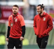 24 March 2017; Aaron Ramsey, left, and Gareth Bale of Wales ahead of the FIFA World Cup Qualifier Group D match between Republic of Ireland and Wales at the Aviva Stadium in Dublin. Photo by Seb Daly/Sportsfile
