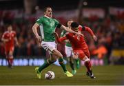 24 March 2017; John O'Shea of Republic of Ireland in action against Hal Robson-Kanu of Wales during the FIFA World Cup Qualifier Group D match between Republic of Ireland and Wales at the Aviva Stadium in Dublin. Photo by Seb Daly/Sportsfile