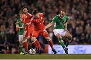 24 March 2017; Aaron Ramsey of Wales in action against David Meyler of Republic of Ireland during FIFA World Cup Qualifier Group D match between Republic of Ireland and Wales at the Aviva Stadium in Dublin. Photo by Brendan Moran/Sportsfile