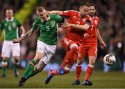 24 March 2017; James McClean of Republic of Ireland in action against Chris Gunter of Wales during FIFA World Cup Qualifier Group D match between Republic of Ireland and Wales at the Aviva Stadium in Dublin. Photo by Brendan Moran/Sportsfile