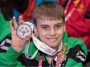 24 March 2017; Team Ireland's Caolan McConville, a member of Skiability Special Olympics Club, from Aghagallon, Co. Armagh, who won a Silver and a Bronze medal, at the 2017 Special Olympics World Winter Games Closing Ceremony in Stadium Graz, Graz, Austria. Photo by Ray McManus/Sportsfile