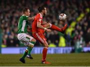 24 March 2017; Gareth Bale of Wales in action against Glenn Whelan of Republic of Ireland during the FIFA World Cup Qualifier Group D match between Republic of Ireland and Wales at the Aviva Stadium in Dublin. Photo by Ramsey Cardy/Sportsfile