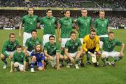 2 September 2011;  Republic of Ireland team, back row, left to right, John O'Shea, Stephen Ward, Keith Andrews, Richard Dunne and Glenn Whelan, front row, left to right, Aiden McGeady, Sean St.Ledger, Robbie Keane, Kevin Doyle, Shay Given and Damien Duff. EURO 2012 Championship Qualifier, Republic of Ireland v Slovakia, Aviva Stadium, Lansdowne Road, Dublin. Picture credit: David Maher / SPORTSFILE