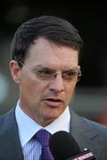 3 September 2011; Trainer Aidan O'Brien who sent out So You Think to win The Red Mills Irish Champion Stakes. Horse Racing at Leopardstown, Leopardstown Race Course, Dublin. Picture credit: Ray McManus / SPORTSFILE