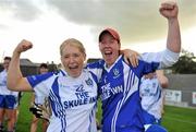 3 September 2011; Monaghan players Una McNally, left, and Linda Martin celebrate victory after the game. TG4 All-Ireland Ladies Senior Football Championship Semi-Final, Kerry v Monaghan, St. Brendan's Park, Birr, Co. Offaly. Picture credit: Barry Cregg / SPORTSFILE
