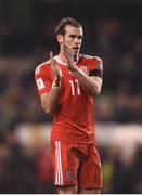 24 March 2017; Gareth Bale of Wales applauds supporters following the FIFA World Cup Qualifier Group D match between Republic of Ireland and Wales at the Aviva Stadium in Dublin. Photo by Eóin Noonan/Sportsfile