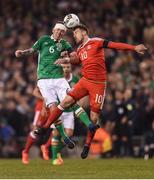 24 March 2017; Glenn Whelan of Republic of Ireland in action against Aaron Ramsey of Wales during the FIFA World Cup Qualifier Group D match between Republic of Ireland and Wales at the Aviva Stadium in Dublin. Photo by Eóin Noonan/Sportsfile