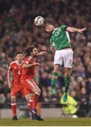 24 March 2017; Jeff Hendrick of Republic of Ireland in action against Joe Allen of Wales during the FIFA World Cup Qualifier Group D match between Republic of Ireland and Wales at the Aviva Stadium in Dublin. Photo by Eóin Noonan/Sportsfile Photo by Eóin Noonan/Sportsfile