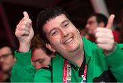 24 March 2017; Team Ireland's Niall Flynn, a member of Kilternan Karvers Special Olympics Club, from Glenageary, Co. Dublin, at the 2017 Special Olympics World Winter Games Closing Ceremony in Stadium Graz, Graz, Austria. Photo by Ray McManus/Sportsfile