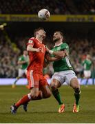 24 March 2017; Shane Long of Republic of Ireland in action against Ben Davies of Wales during the FIFA World Cup Qualifier Group D match between Republic of Ireland and Wales at the Aviva Stadium in Dublin. Photo by Eóin Noonan/Sportsfile