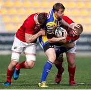 25 March 2017; John Ryan, right, and Jack O’Donoghue of Munster tackle Kayle Van Zyl of Zebre during the Guinness PRO12 Round 18 game between Zebre and Munster at Stadio Sergio Lanfranchi in Parma, Italy. Photo by Roberto Bregani/Sportsfile