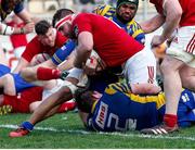25 March 2017; James Cronin of Munster  scores his sides sixth try during the Guinness PRO12 Round 18 match between Zebre Rugby and Munster Rugby at the Stadio Sergio Lanfranchi in Parma, Italy. Photo by Roberto Bregani/Sportsfile