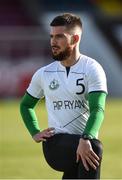 25 March 2017; Brandon Miele of Shamrock Rovers warms up wearing t-shirts in tribute to the late Ryan McBride of Derry FC prior to the SSE Airtricity League Premier Division game between St Patrick's Athletic and Shamrock Rovers at Richmond Park in Dublin. Photo by Seb Daly/Sportsfile