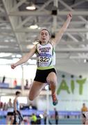 25 March 2017; Ava Coyle of Riverstick Kinsale AC, Co Cork, on her way to finishing second in the U15 Girl's Long Jump during day one of the Irish Life Health National Juvenile Indoor Championships 2017 at AIT International Arena in Athlone, Co. Westmeath. Photo by Sam Barnes/Sportsfile