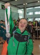 25 March 2017; Team Ireland's Cyril Walker, a member of Skiability Special Olympics Club, from Markethill, Co. Armagh, as the Team Ireland athletes and supporters returned from the 2017 Special Olympics World Winter Games in Graz, Austria, at Dublin Airport in Dublin. Photo by Ray McManus/Sportsfile
